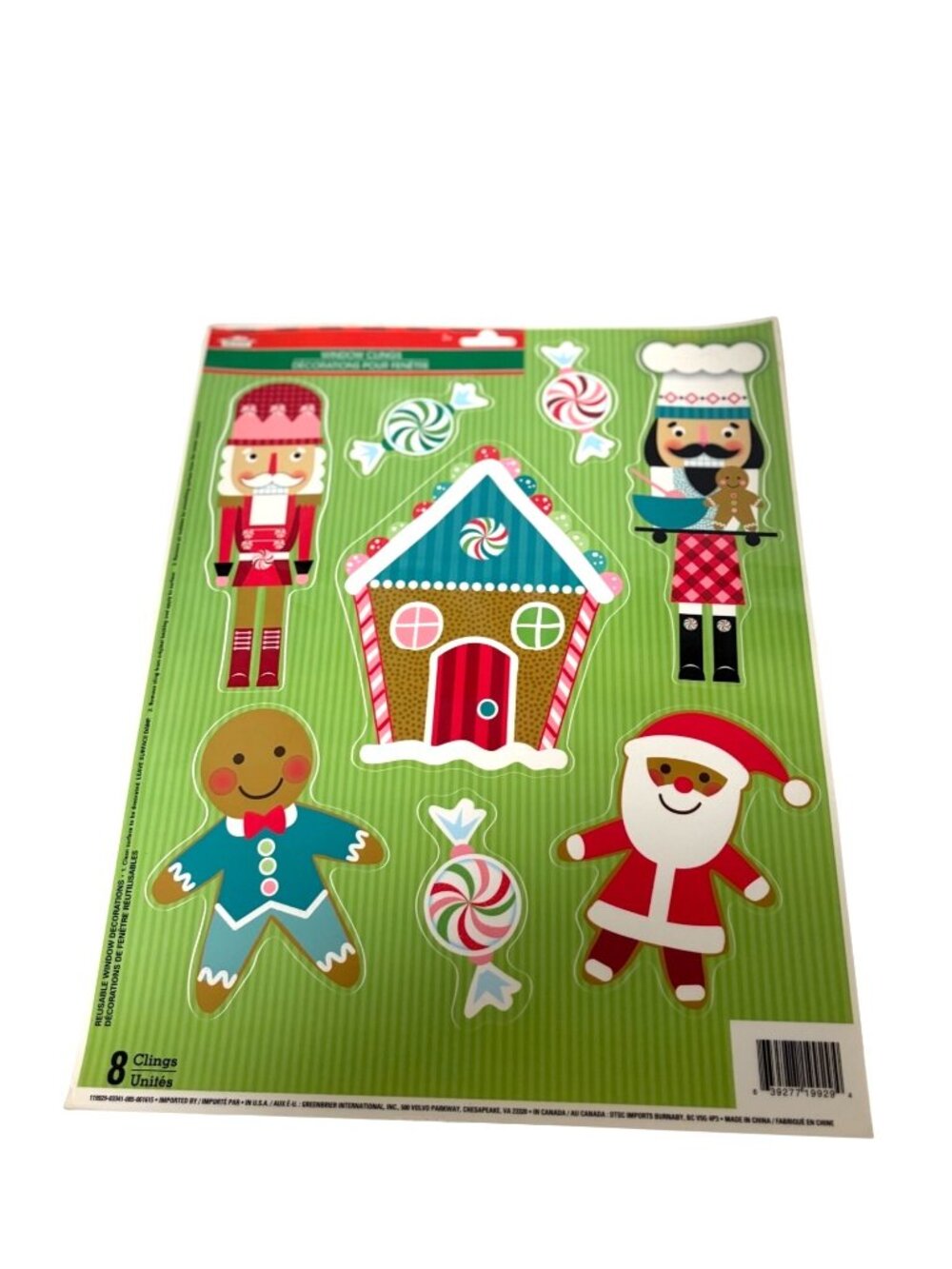 New Christmas House Window Clings 8 Clings Nutcracker Gingerbread house peppermi